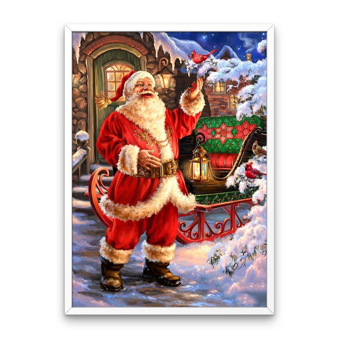 Divertente Babbo Natale con uccello