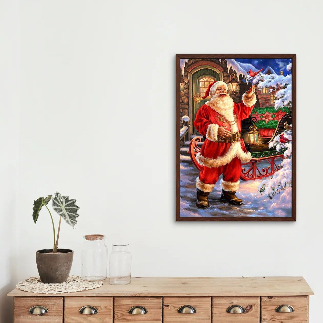 Divertente Babbo Natale con uccello