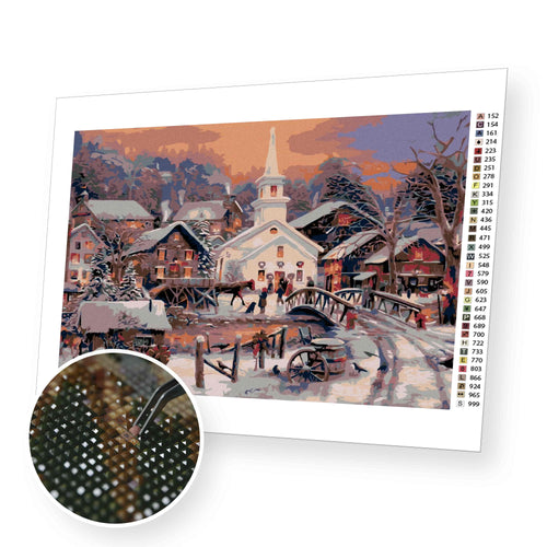 White Church premium diamond painting kit for adults