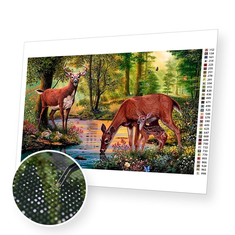 Deer Family premium diamond painting kit for adults