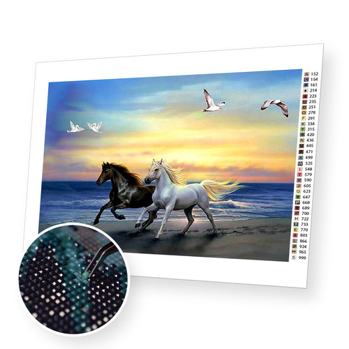 Horses on the Beach premium diamond painting kit for adults