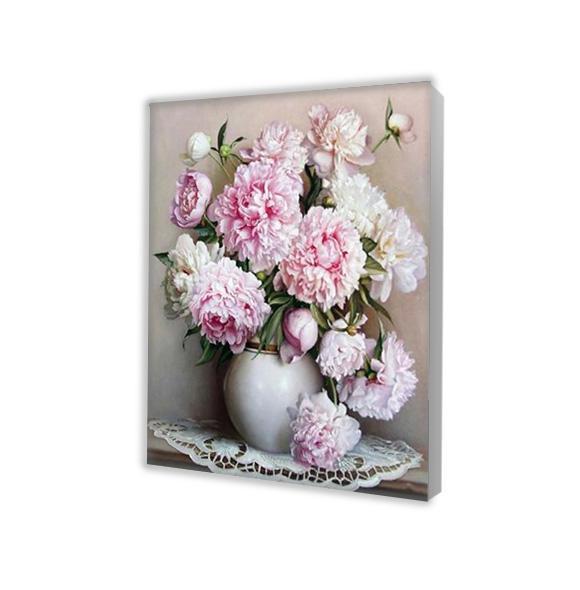 White and Pink Peonies - Paint by Numbers