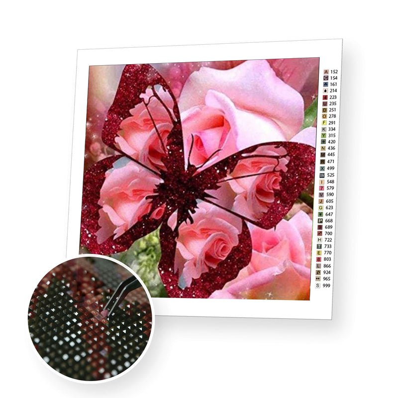 Rose butterflies premium diamond painting kit for adults